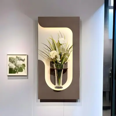 Panneau Mural Décoratif avec Éclairage LED Design Moderne en Bois