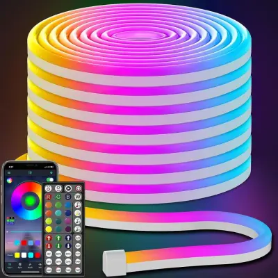 Bande LED Néon Flexible RGB 5m avec Bluetooth et USB – شريط إضاءة نيون مرن بطول 5 أمتار مع بلوتوث