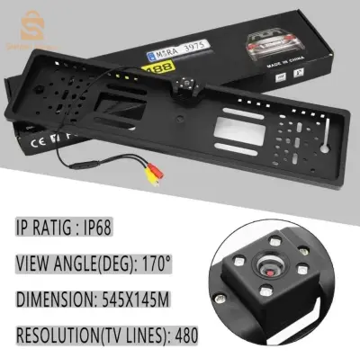Caméra de recul HD pour voiture, Avec cadre de plaque d'immatriculation Standard , étanche, Vision nocturne, 4 LED