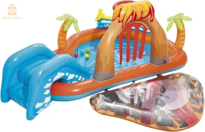 Air de Jeux Gonflable Bestway 53069 Lava Lagoon Toboggan Amovible et Fontaine à Eau - مركز الألعاب المائي المتكامل للأطفال